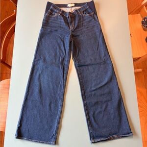 Hatch The Relaxed Maternity Wide Leg Dark Blue Jeans